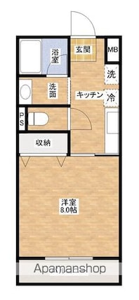 サーテ・ビアンカ[1K/26.64m2]の間取図