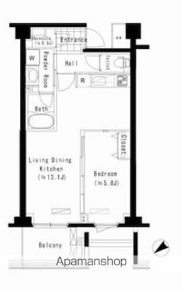 東京都新宿区北新宿４丁目[1LDK/44.31m2]の間取図