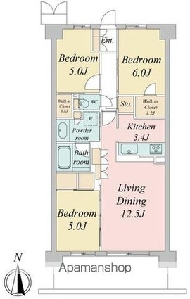トラープランド蒼麗館[3LDK/72m2]の間取図