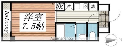 グランハイム[1R/25m2]の間取図