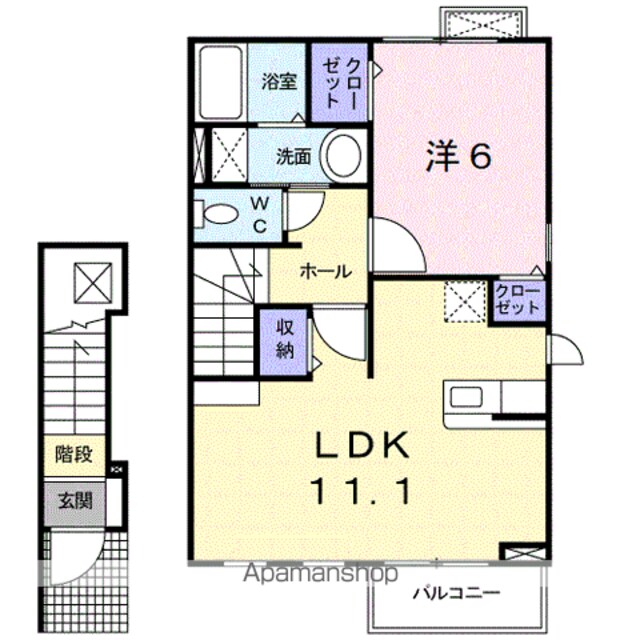 ＬｉｎｏコートⅡ[1LDK/46.09m2]の間取図