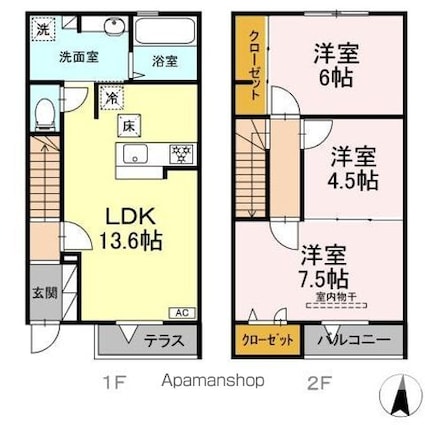 Ｃｏｒｔｉｌｅ　Ｙ（コルティーレ　ワイ）[3LDK/76.75m2]の間取図