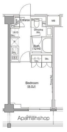 ザ・パークハビオ三軒茶屋テラス[1K/25.48m2]の間取図