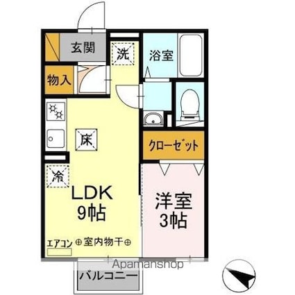 ブルーメ小倉[1LDK/29.44m2]の間取図