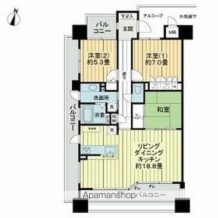 サーパスシティ天満町二番館[3LDK/80.09m2]の間取図