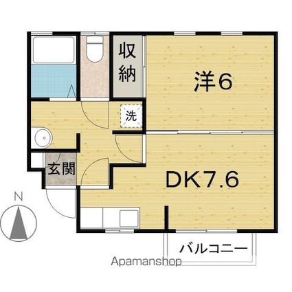 アビタシオン岩切[1DK/34.63m2]の間取図