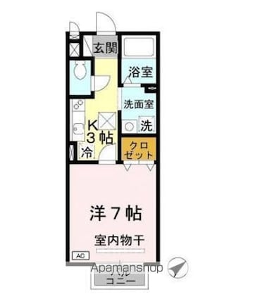 モナリエ[1K/26.52m2]の間取図
