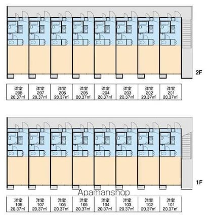 レオパレスＳｅｔｏ　Ｌａｎｄｓ　Ｋ＆Ｋ[1K/20.37m2]の配置図