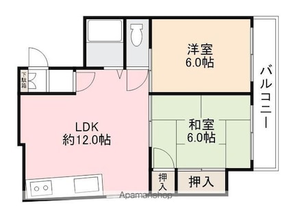 コンフォール錦町[2LDK/45.75m2]の間取図