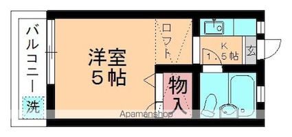 スカイビュー桜木[1K/14.98m2]の間取図