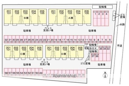 ベルエア木太Ｄ[1LDK/43.32m2]の配置図