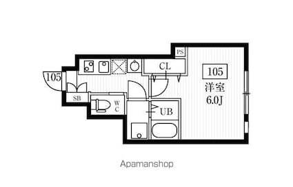 ミハス三軒茶屋Ⅱ[1K/20.28m2]の間取図