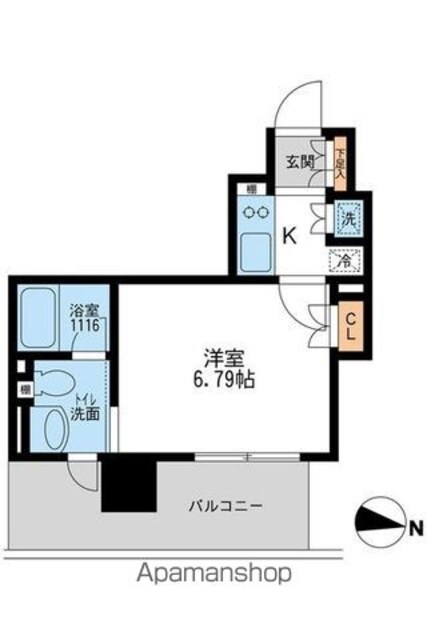 アーデン清澄白河[1K/22.63m2]の間取図