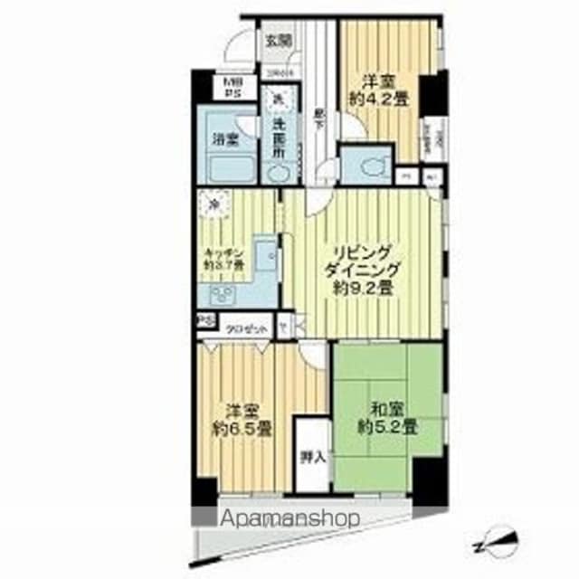 ライオンズプラザ浅草第２[3LDK/65.07m2]の間取図