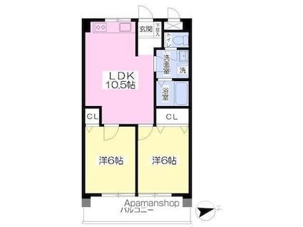 コーポ久枝[2LDK/48.6m2]の間取図