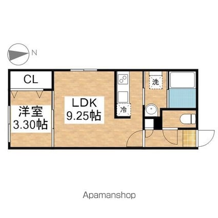 愛知県名古屋市昭和区東畑町１丁目[1LDK/29.97m2]の間取図