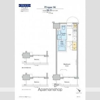 プラウドフラット月島アベニュー[1K/25.11m2]の間取図