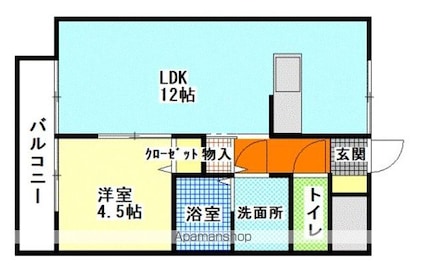 ワキハウス[1LDK/44.3m2]の間取図