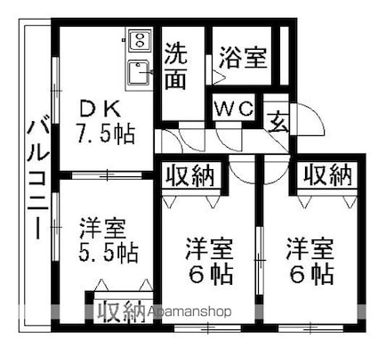 茨城県神栖市知手中央６丁目[3DK/49.12m2]の間取図