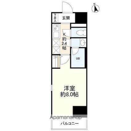 リバーレ中野坂上[1K/25.23m2]の間取図
