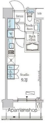 パークアクシス東高円寺[1R/25.3m2]の間取図