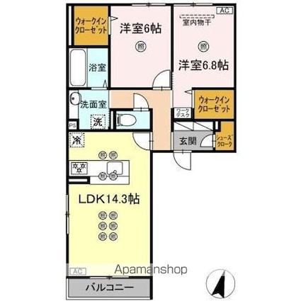ガーデン　ラピッズ[2LDK/67.17m2]の間取図