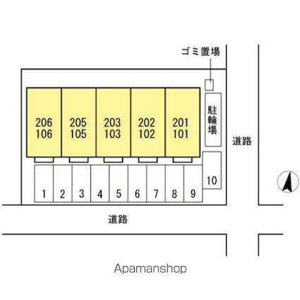 ブランノワール前塩屋[1LDK/40.57m2]の配置図