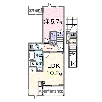 カーサ・プリ―ト[1LDK/43.9m2]の間取図