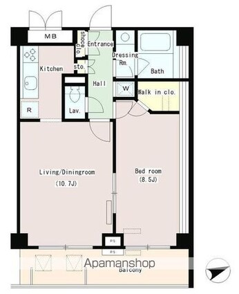 パークプレイス三田[1LDK/53.89m2]の間取図