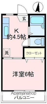 フォーブル富士見[1K/21m2]の間取図