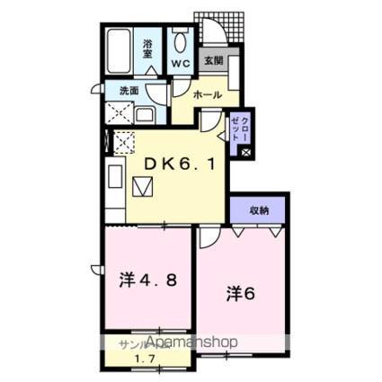 ヴィラ・ガーデン　Ｇ[2DK/44.06m2]の間取図
