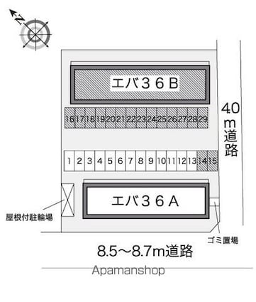 レオパレスエバ３６Ｂ[1K/26.08m2]の配置図