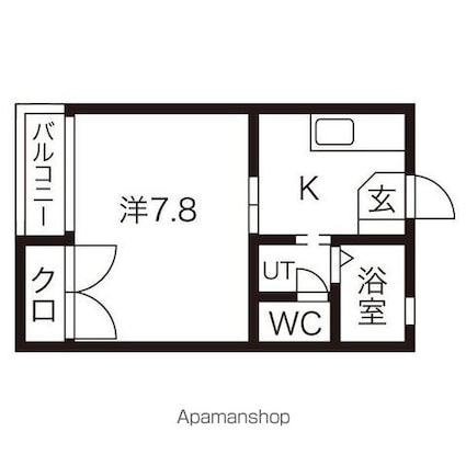 ラフィネ加賀野[1K/25.87m2]の間取図