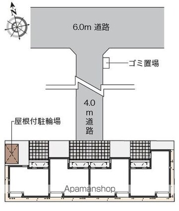 レオネクストボヌールＹ[1K/25.36m2]の配置図