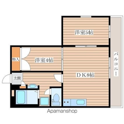 宮城県仙台市青葉区愛子東５丁目[2DK/42m2]の間取図
