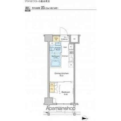プラウドフラット錦糸町Ⅱ[1DK/25.12m2]の間取図
