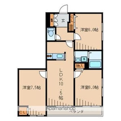東京都小金井市貫井北町３丁目[3LDK/62.1m2]の間取図