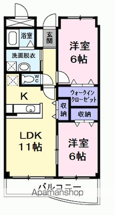 パークサイドパレス[2LDK/56.57m2]の間取図