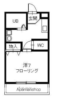 コンフォートＢ[1K/22.76m2]の間取図