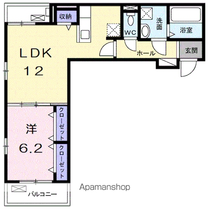 フルール彦根[1LDK/45.8m2]の間取図