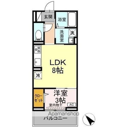 ポール・ヴェール[1LDK/30.02m2]の間取図