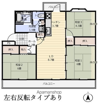 Ａｌｉｖｅｌｙ久松台[3LDK/74.25m2]の間取図