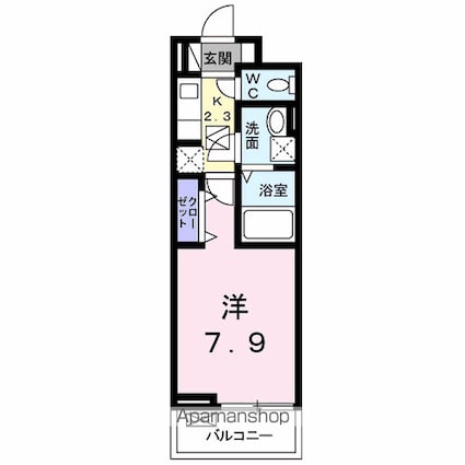 ＧＲＡＮＤＩＯ　春岡[1K/26.09m2]の間取図