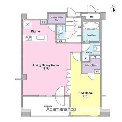 ランテンヌ四谷[1LDK/70.45m2]の間取図