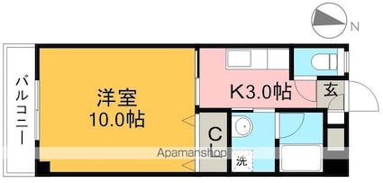 メゾンロンドゥ・トワ[1K/31.81m2]の間取図