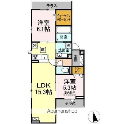 トレフル西新井[2LDK/61.4m2]の間取図