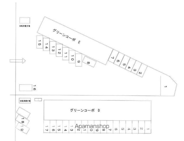 グリーンコーポＥ[1K/24m2]の配置図