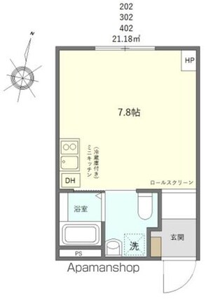 エンシス　ウエノサクラギ[1R/21.18m2]の間取図