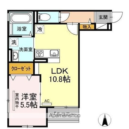 モンレーヴ[1LDK/41.49m2]の間取図