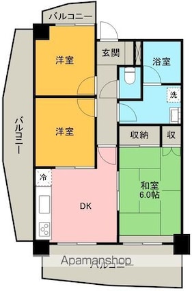 ベルメール土居[3DK/56.44m2]の間取図